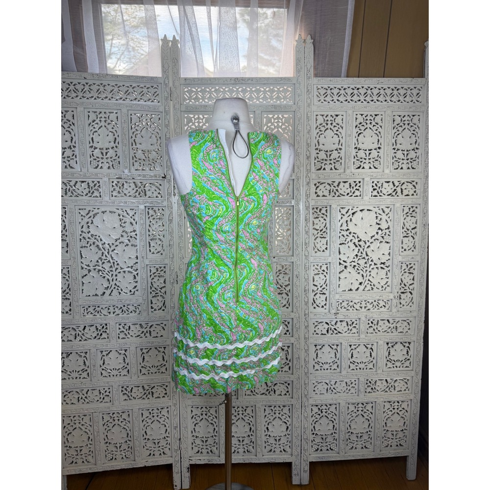 Lilly Pulitzer Pearl Alligator Shift Dress Sz 0 Preppy Bright Colorful Beachy - Picture 6 of 8